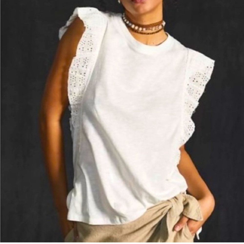 NWT Super Cute Anthropologie Pilcro Sustainable Ruffle Sleeve Tunic Top